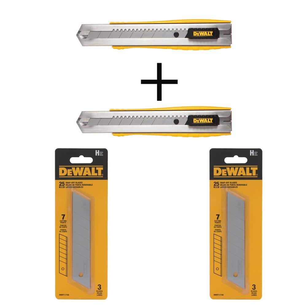 DEWALT 25 mm Metal Body Snap-Off Knife (2 Piece) and 25 mm Snap Blades (6 Piece) (1)