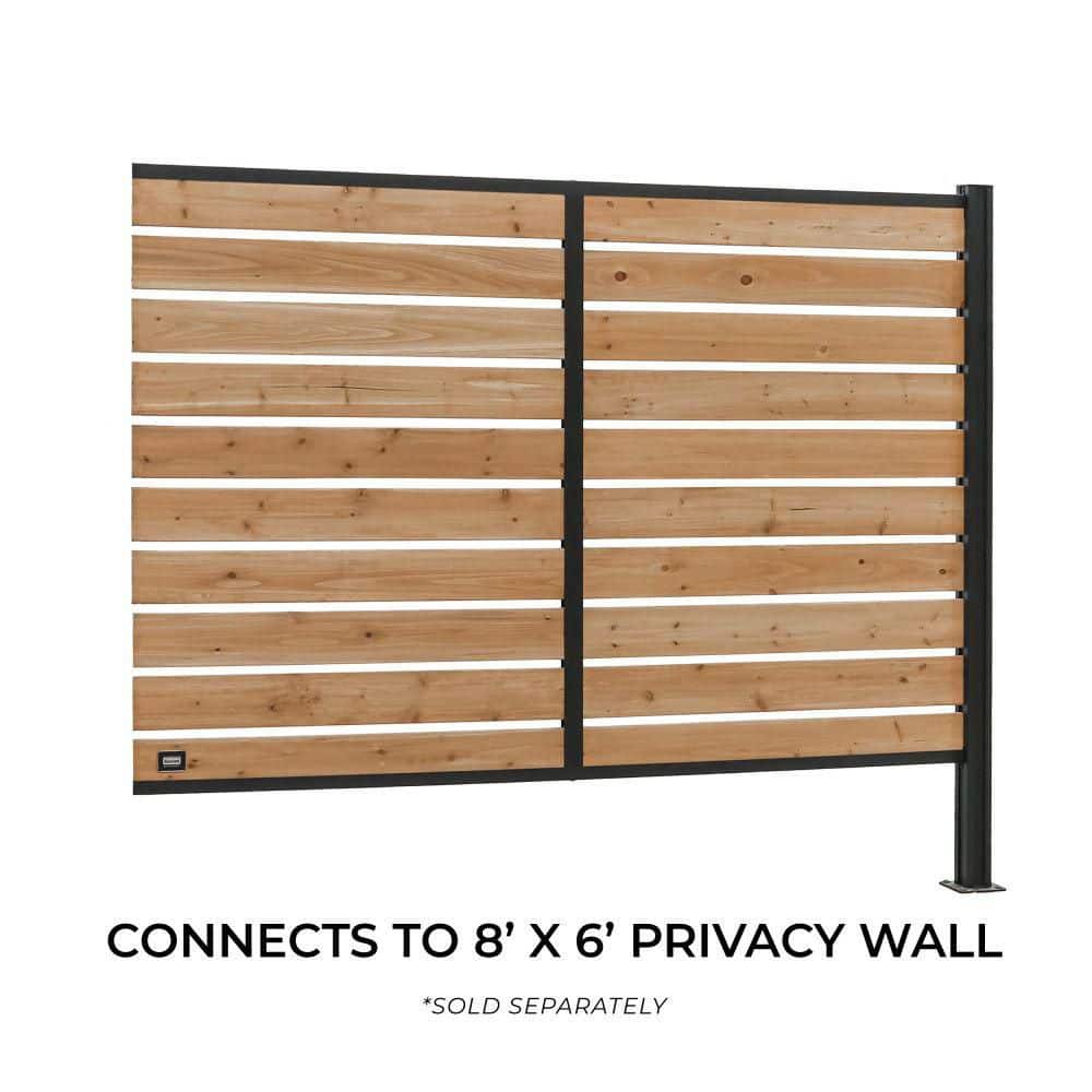 Backyard Discovery 6 ft. x 8 ft. Cedar Wood Outdoor Flat Top Privacy Wall Add-On Extension Kit with Durable Aluminum Posts (2)