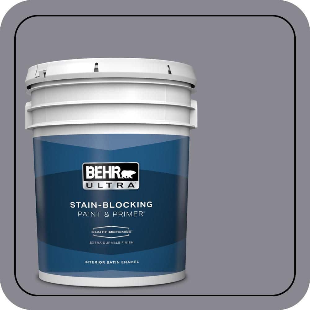 BEHR ULTRA 5 gal. #N550-5 Box Office Extra Durable Satin Enamel Interior Paint & Primer