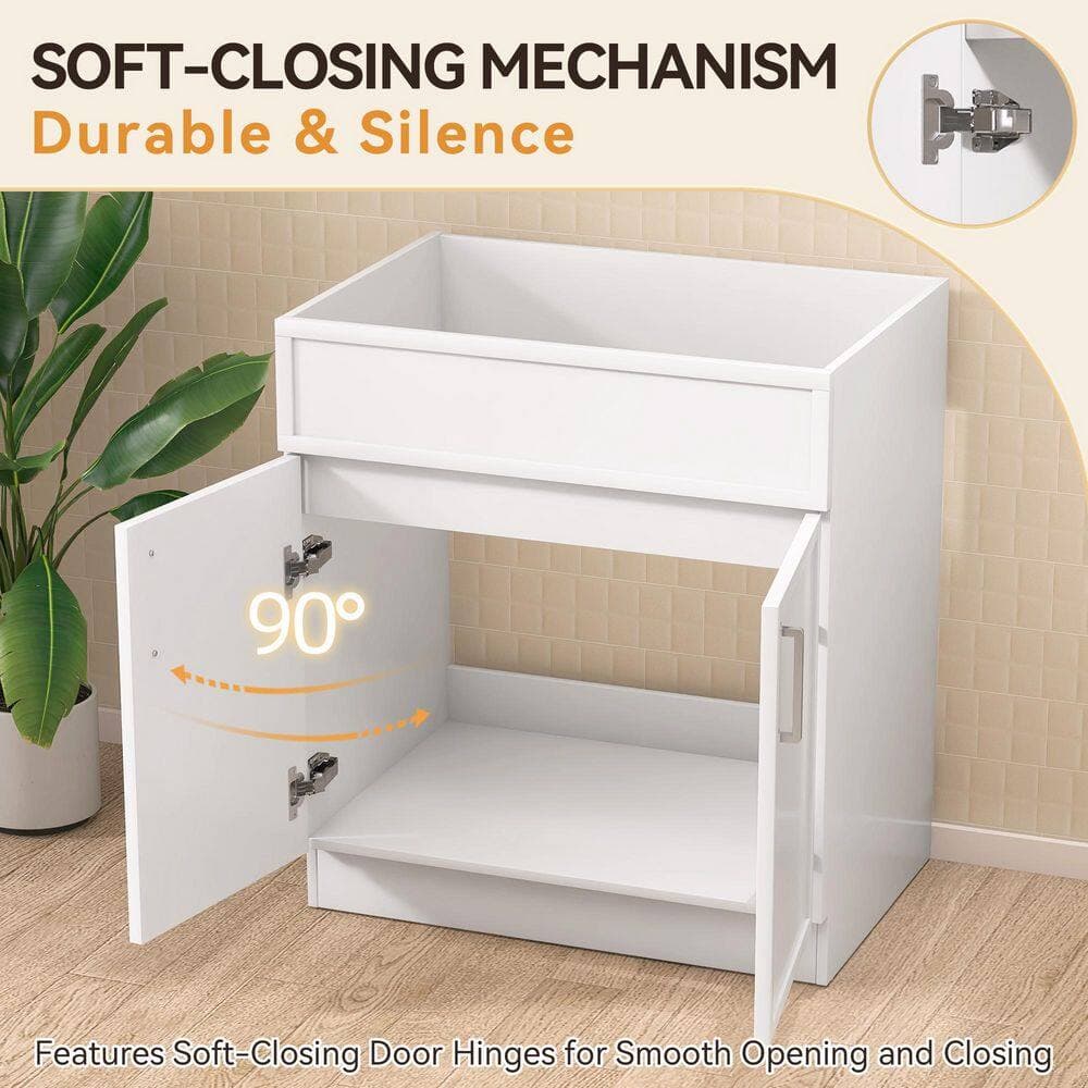 Getpro 30 in. W x 21.5 in. D x 33.5 in. H Bath Vanity Cabinet without Top in Matte White MDF Cabinet with Doors Unassembled (3)