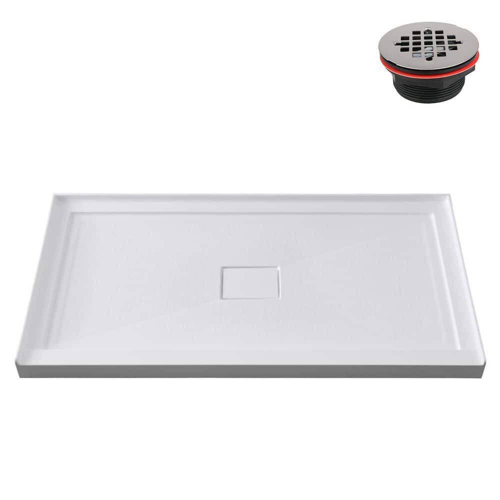 Streamline GB-616-468 60 in. 32 in. Alcove Acrylic Shower Pan Base with Drain, Drain Included (4)