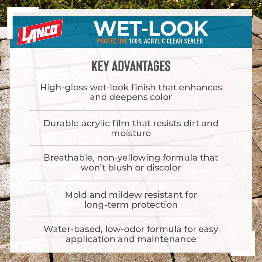 Lanco Wet Look 1 Gal. Interior/Exterior Clear Sealer for Concrete and Pavers (2)