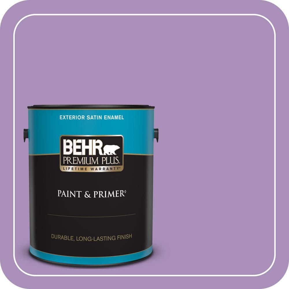 BEHR PREMIUM PLUS 1 gal. #650B-5 Garden Pansy Satin Enamel Exterior Paint & Primer