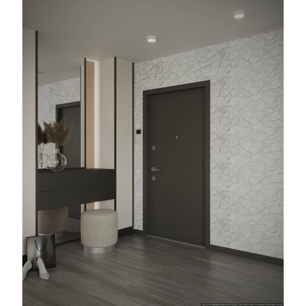 Dundee Deco 3D Falkirk Retro V 39 in. x 19 in. White Grey Faux Stone PVC Decorative Wall Paneling (3)
