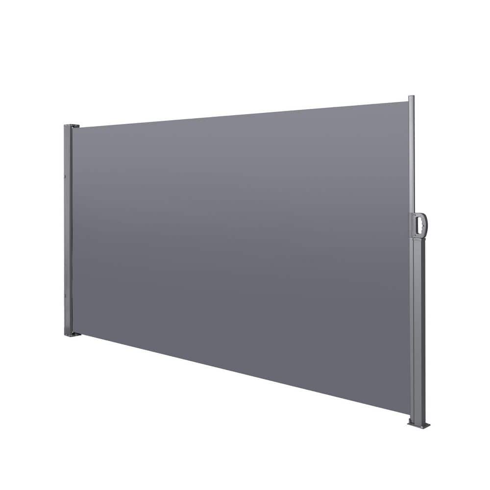 Unbranded Gray 138 in. x 71 in. Metal Privacy Screen Retractable Side Awning (2)