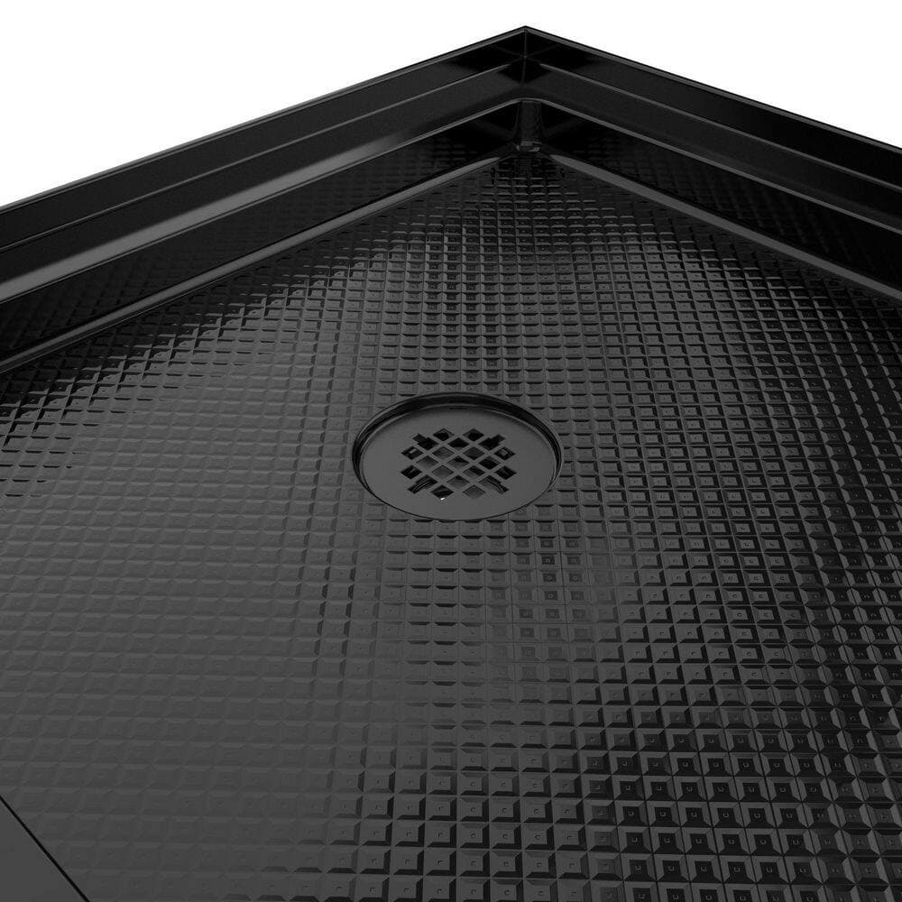 DreamLine SlimLine 60 in. L x 30 in. W Alcove Rectangular Black Shower Pan Base with 2 in. Round Left Drain in Matte Black (3)