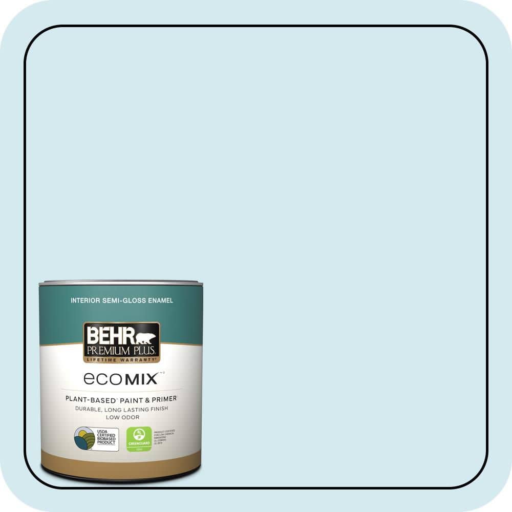 BEHR PREMIUM PLUS 1 qt. #530A-1 Snowdrop Semi-Gloss Enamel EcoMix Plant-Based Interior Paint & Primer (1)