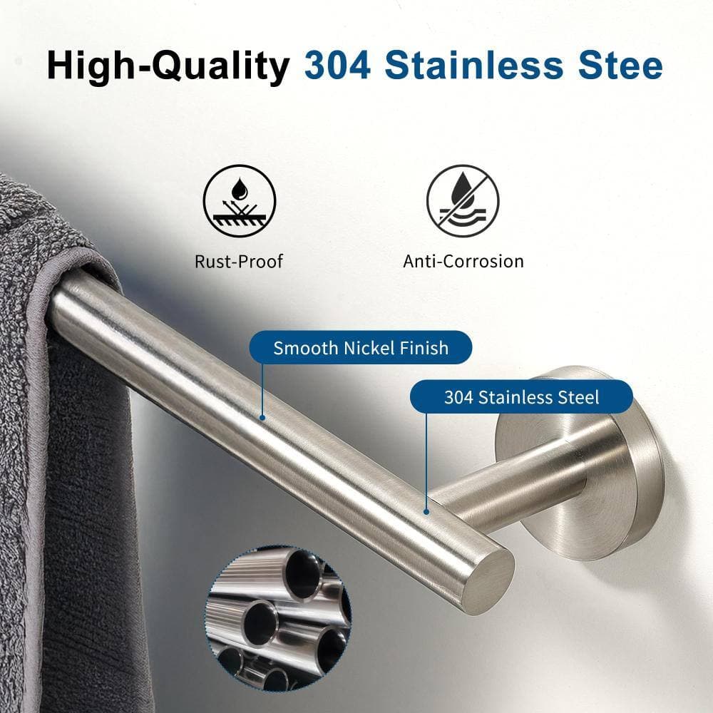 Unbranded Brushed Nickel Wall Mounted Towel Bar, 20.5 in Overall Length, 18 in Usable, 0.8mm Thick SUS304 Stainless (2)
