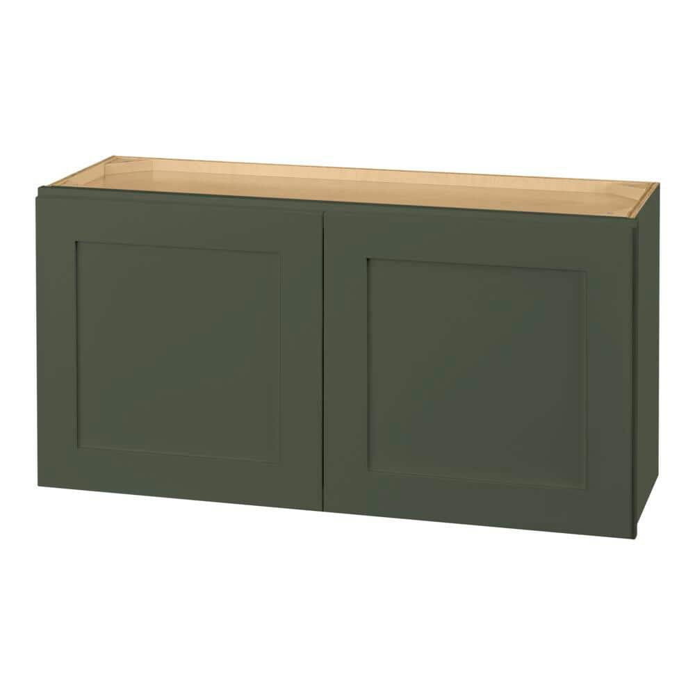 Hampton Bay Avondale 36 in. W x 12 in. D x 18 in. H Ready to Assemble Plywood Shaker Wall Bridge Kitchen Cabinet in Fern Green
