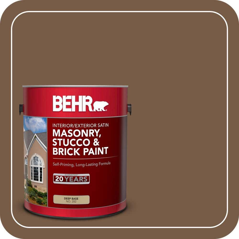 BEHR 1 gal. #N250-7 Mission Brown Satin Interior/Exterior Masonry, Stucco and Brick Paint