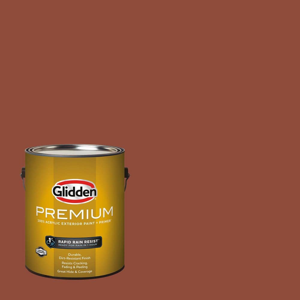 Glidden Premium 1 gal. PPG1067-7 Burled Redwood Flat Exterior Latex Paint (1)