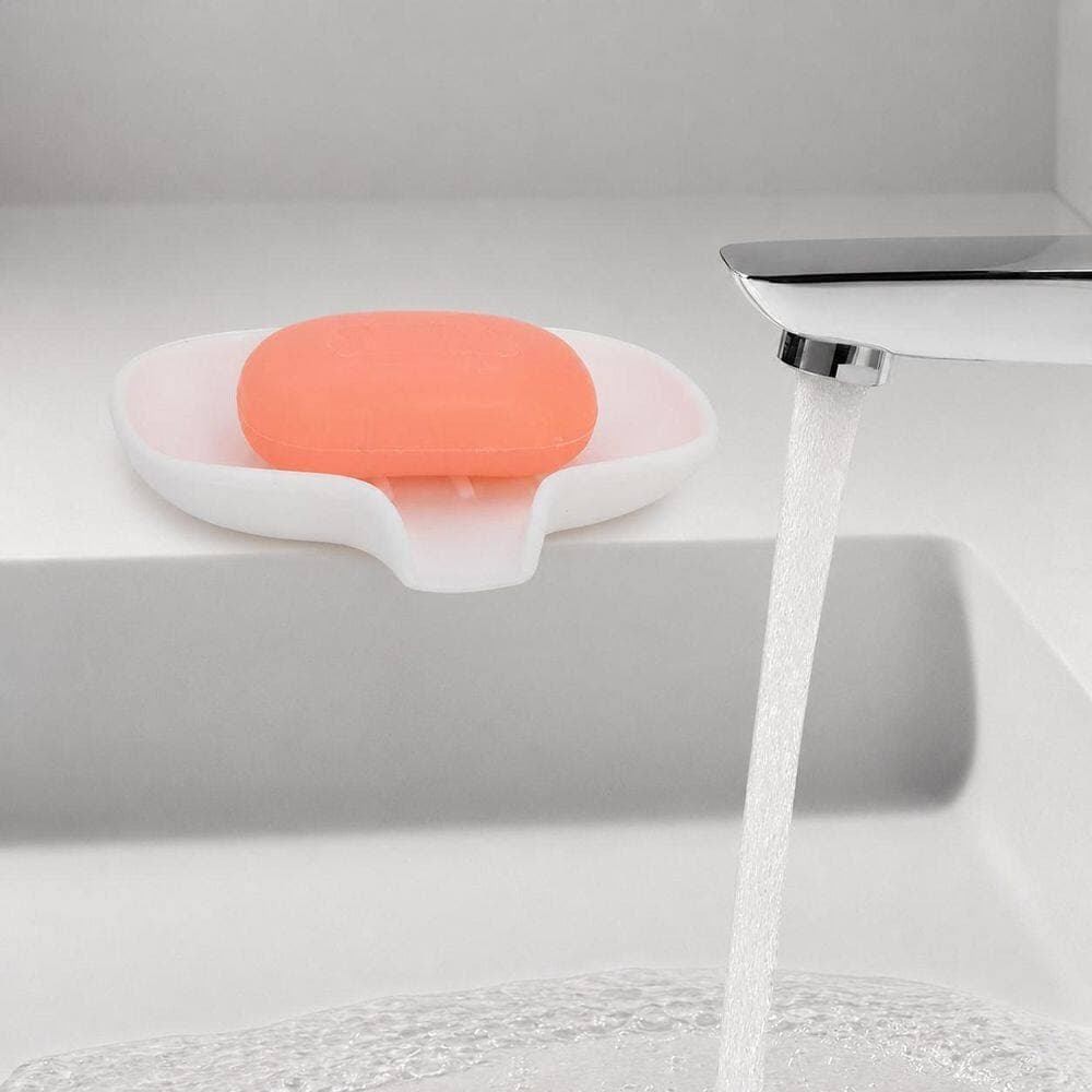 Unbranded 3 Pack White Self Draining Silicone Soap Dish Waterfall Bar Soap Holder for Shower and Bathroom Counter (3)