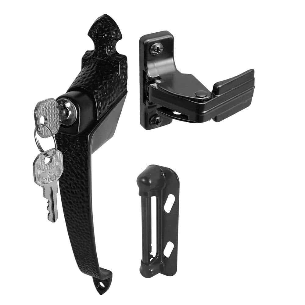 Prime-Line 1-3/4 in., Black, Colonial Push Button Lock with Key