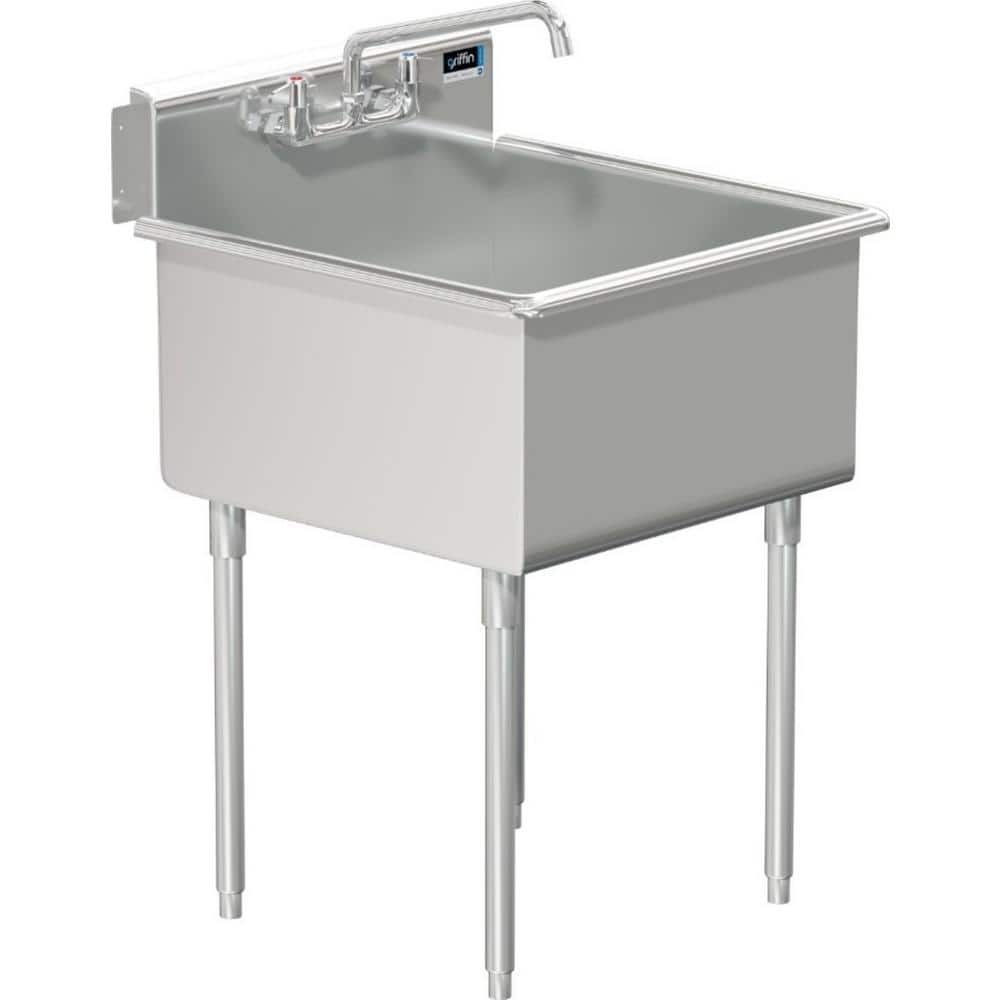 Griffin Products Terrell Series Stainless Steel 27x27.5 in. Freestanding 2-Hole Single Compartment Scullery Sink with Lead-Free Faucet (3)