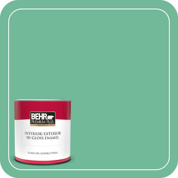 BEHR PREMIUM PLUS 1 qt. #MQ6-41 Farmers Market Hi-Gloss Enamel Interior/Exterior Paint & Primer (2)