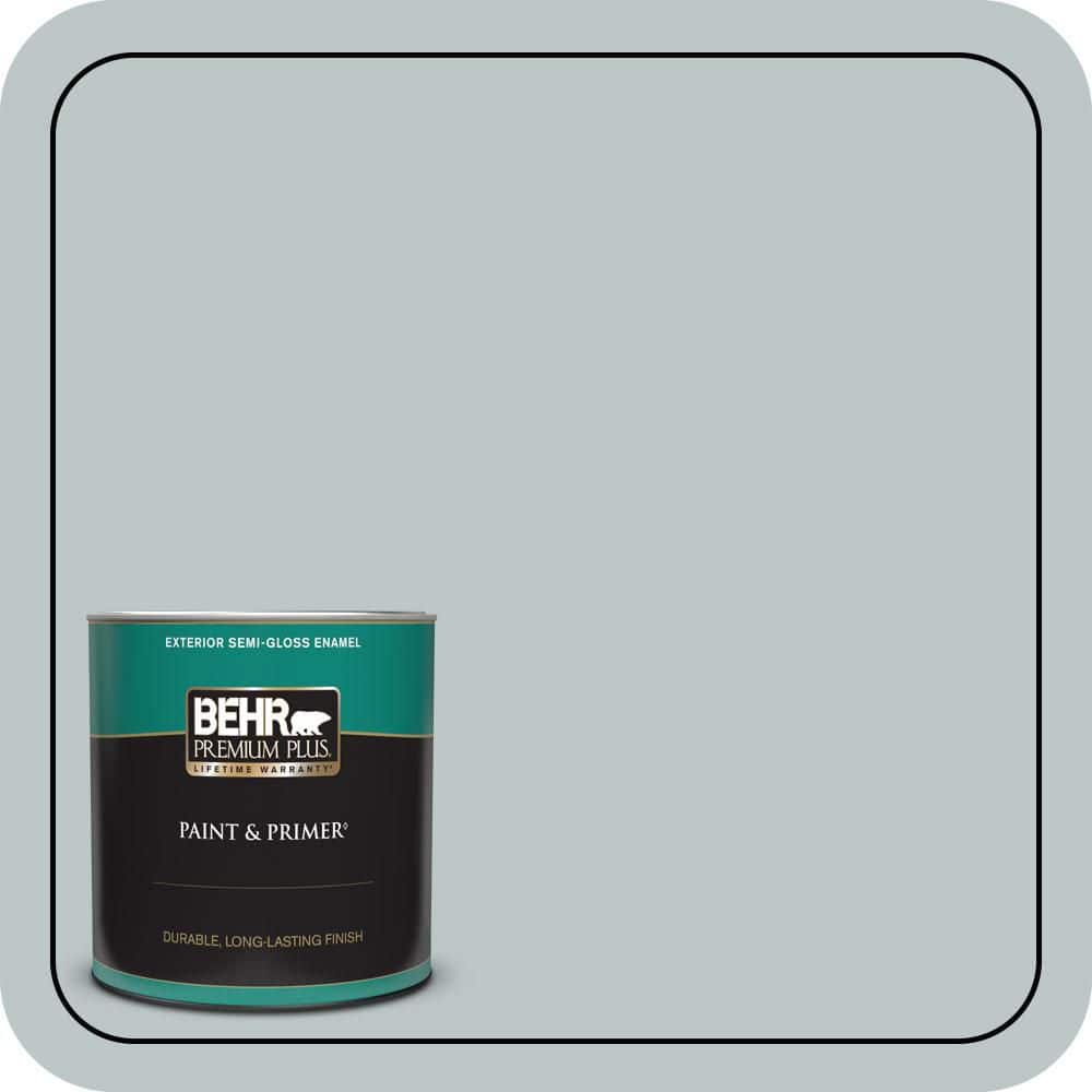BEHR PREMIUM PLUS 1 qt. #PPU12-10 Misty Morn Semi-Gloss Enamel Exterior Paint & Primer