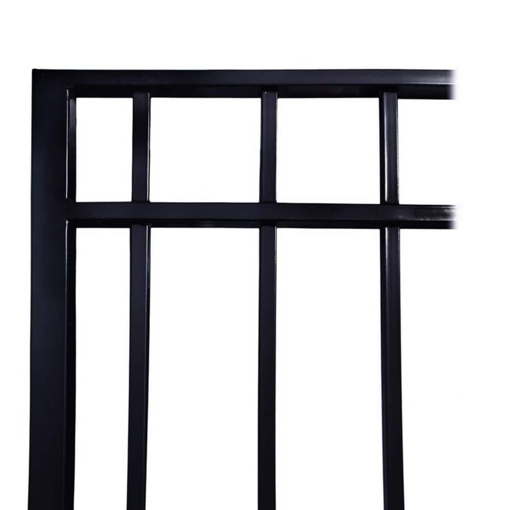ALEKO 23 ft. x 6 ft. Black Steel Dual Swing Driveway Gate Madrid Style 18 ft. with Pedestrian Gate 5 ft. Fence Gate (3)