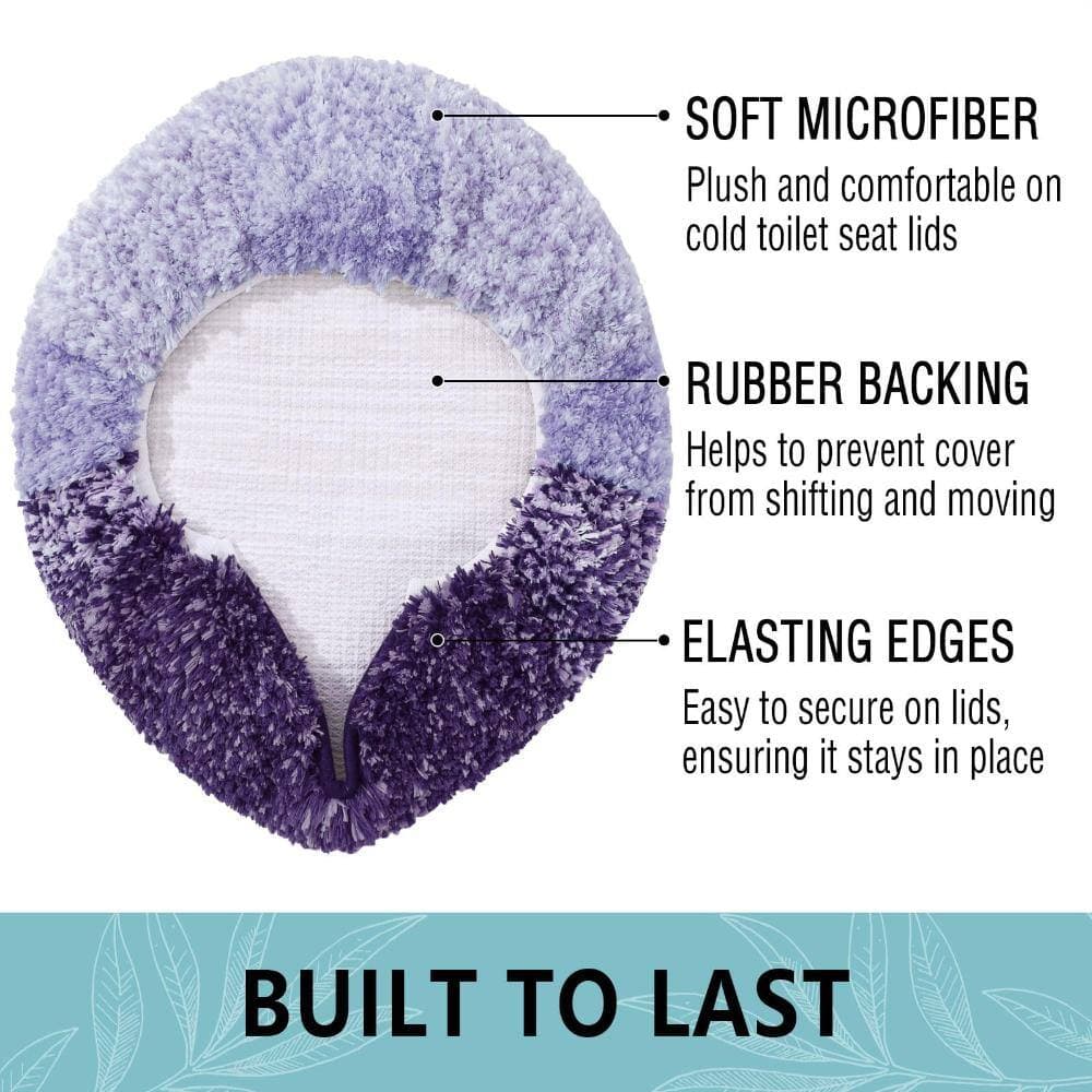Unbranded Dark Purple Soft Microfiber Toilet Lid Cover 17.5 x 15 in. Machine Washable Rubber Backing Universal (3)