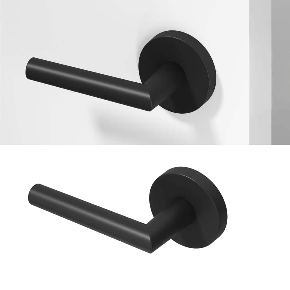 Okun Stark Metal Matte Black Dummy Door Handle with Round Rosette (1)
