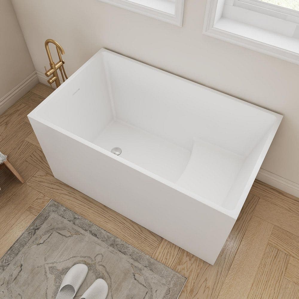 SJ STAR&JANE 47.2 in. x 27.5 in. Acrylic Flatbottom Freestanding Bathtub Soaking Bathtub in White (3)