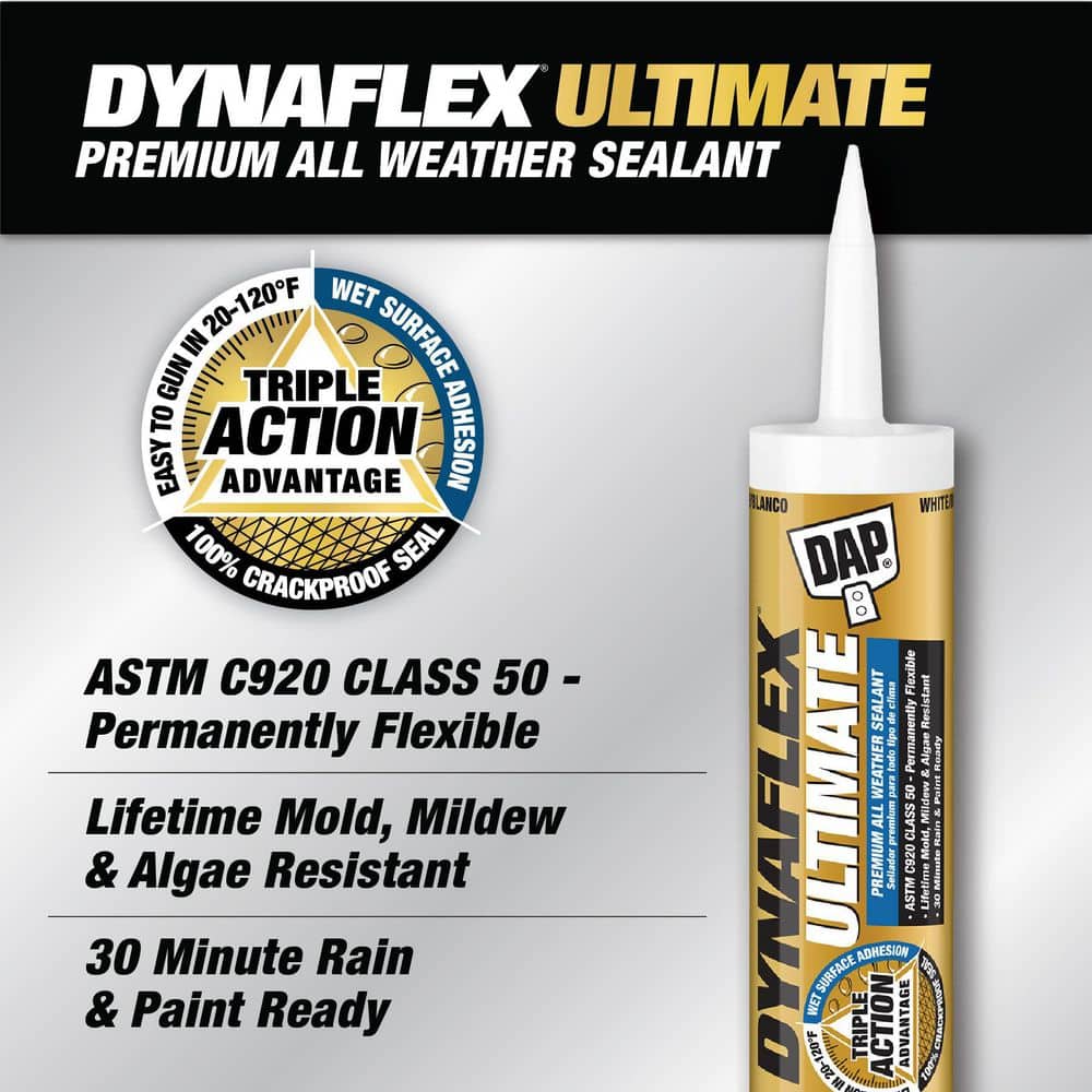 DAP Dynaflex Ultimate 10.1 oz. White Premium All Weather Exterior Window, Door, Siding & Trim Sealant (2)
