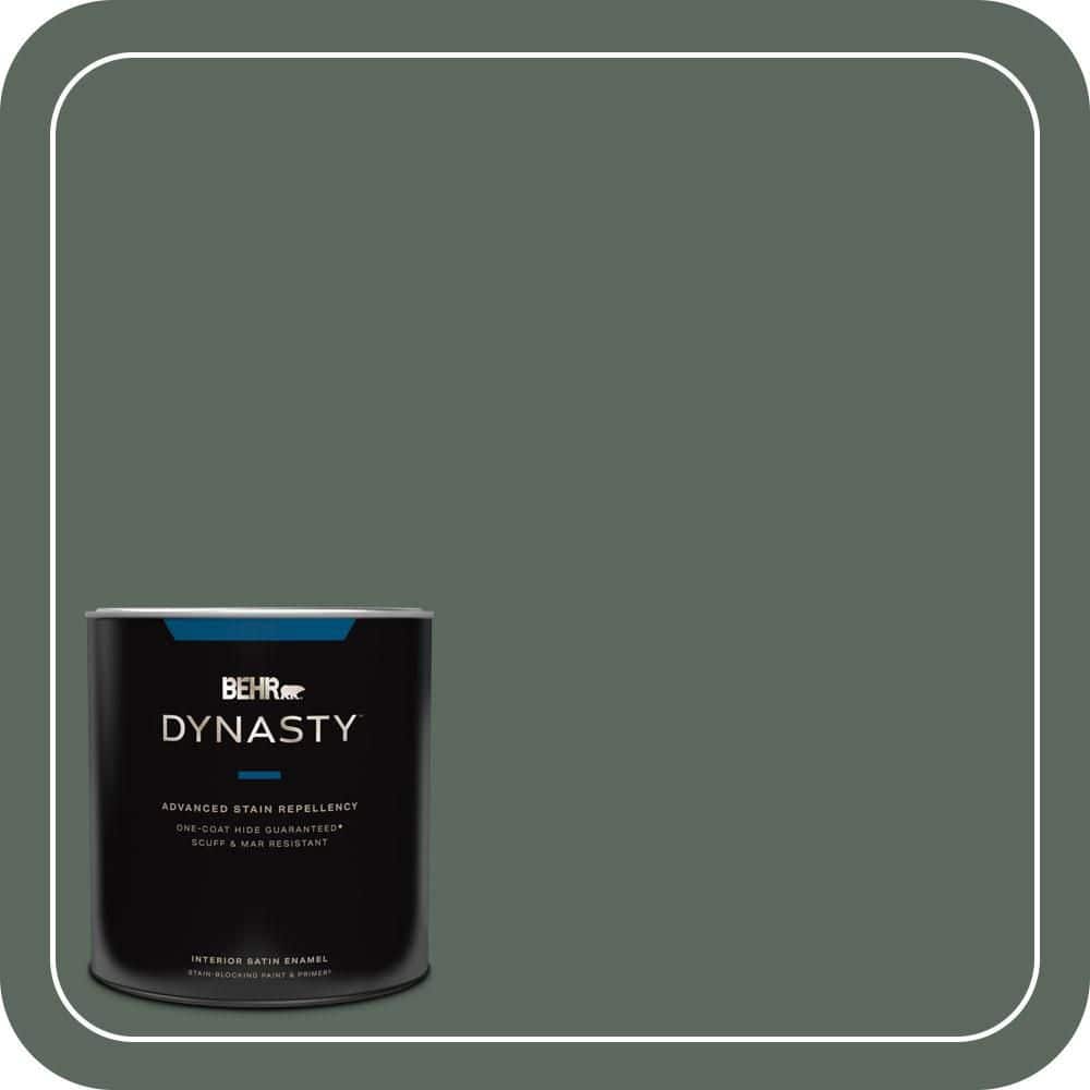 BEHR DYNASTY 1 qt. #N420-6 Pine Mountain One-Coat Hide Satin Enamel Stain-Blocking Interior Paint and Primer