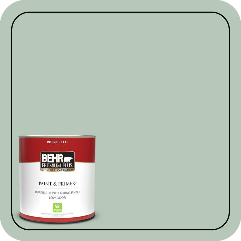 BEHR PREMIUM PLUS 1 qt. #S410-3 Ponds Edge Flat Low Odor Interior Paint & Primer