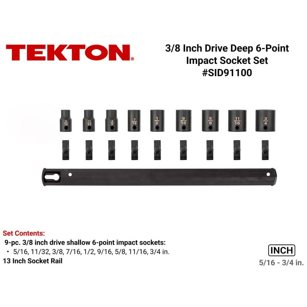 TEKTON 3/8 in. Drive 5/16 in-3/4 in. 6-Point Impact Socket Set (9-Piece) (2)
