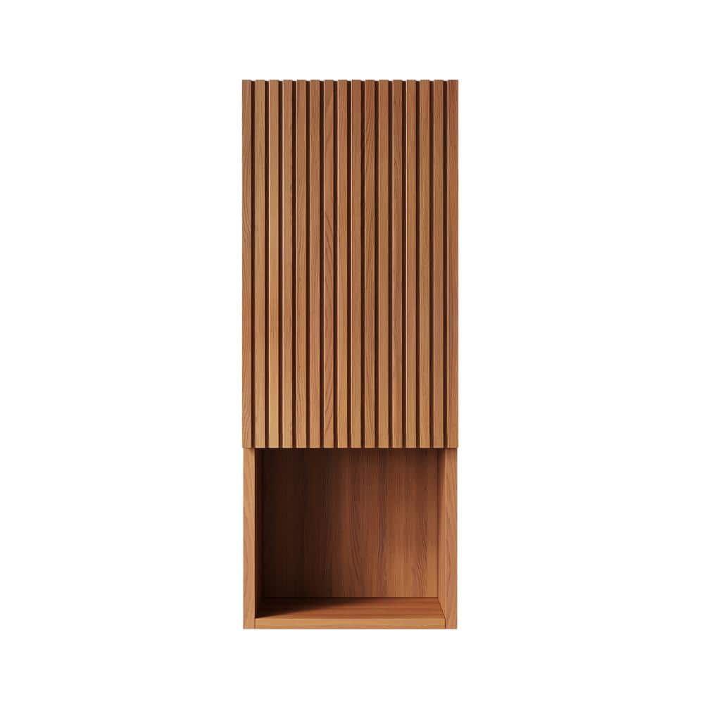 Flynama 35-Inch Tall Wall Mount Cabinet, Door & Shelves, Narrow Storage Cabinet For Indoor Use, Wood Finish (1)