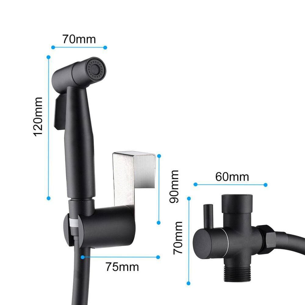 Wudkey Black Stainless Steel Handheld Bidet Sprayer Bidet Attachment with Hose for Toilet, Handheld Cloth Diaper Sprayer (2)