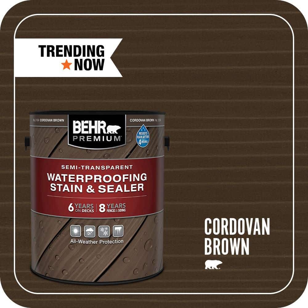 BEHR PREMIUM 1 gal. #ST-104 Cordovan Brown Semi-Transparent Waterproofing Exterior Wood Stain and Sealer