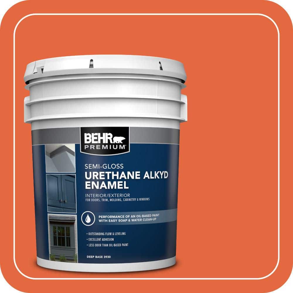 BEHR PREMIUM 5 gal. #P190-6 Emergency Zone Urethane Alkyd Semi-Gloss Enamel Interior/Exterior Paint