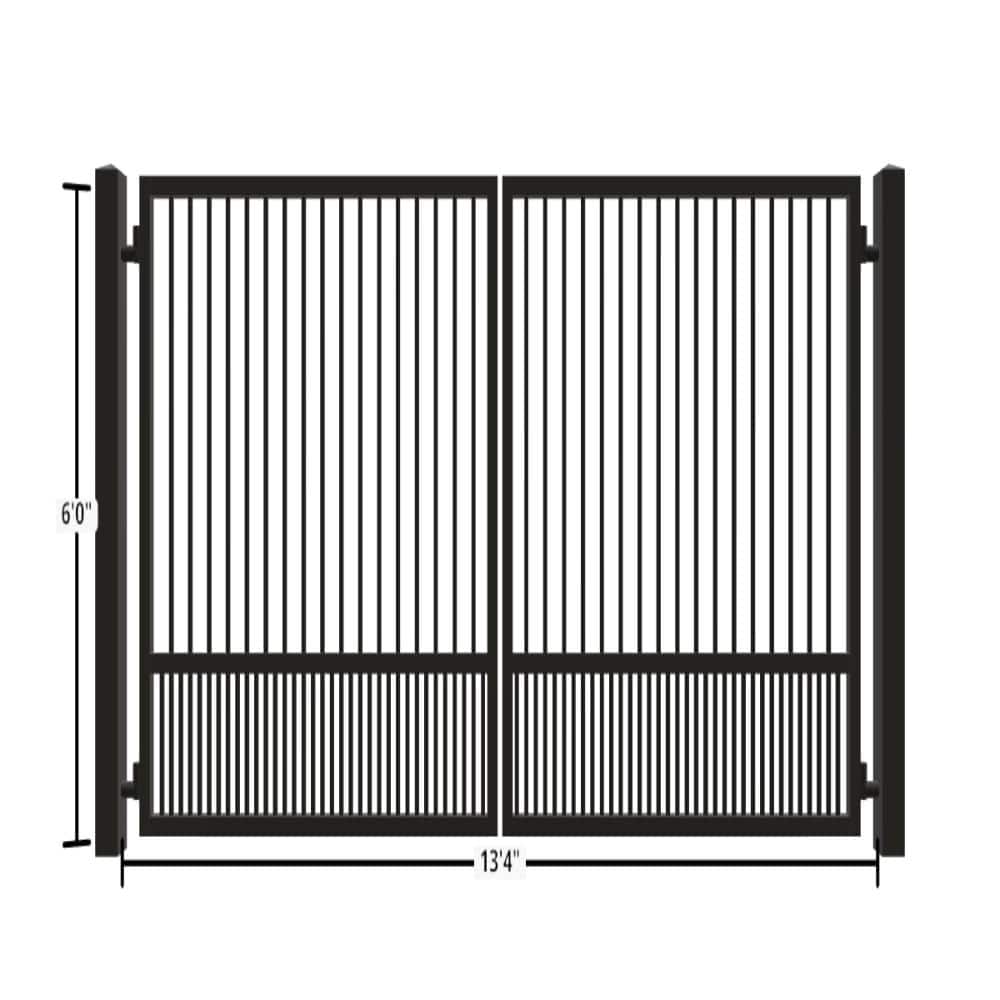Unbranded Driveway Gate — Swing, Center, Square, Puppy, Black — 160"W x 72"H