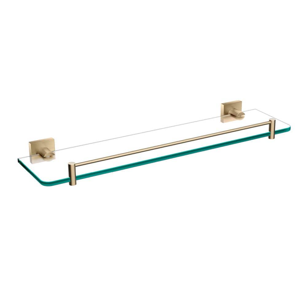 KRAUS Ventus Glass Bathroom Shelf with Rail in Brushed Gold (1)
