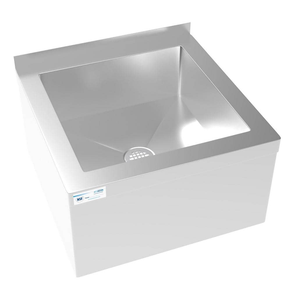 Koolmore Commercial Floor Mop Sink with Deep Basin 19 in. x 22 in. x 12 in. 18-Gauge 304 Stainless Steel Frame w/ Wall-Mount Clip (2)