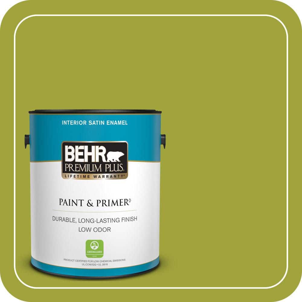 BEHR PREMIUM PLUS 1 gal. #S-H-400 Rolling Hills Satin Enamel Low Odor Interior Paint & Primer