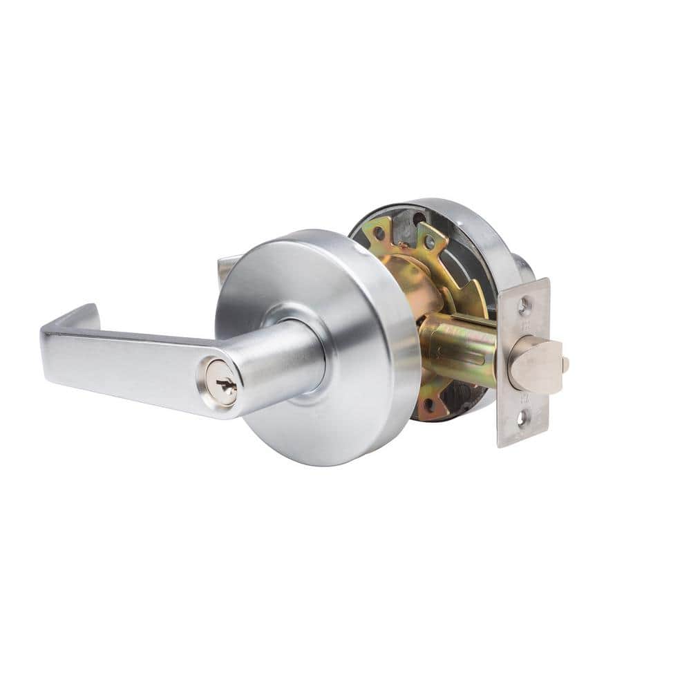 Global Door Controls Brushed Chrome Eiffel Style Commercial Storeroom Lever Set
