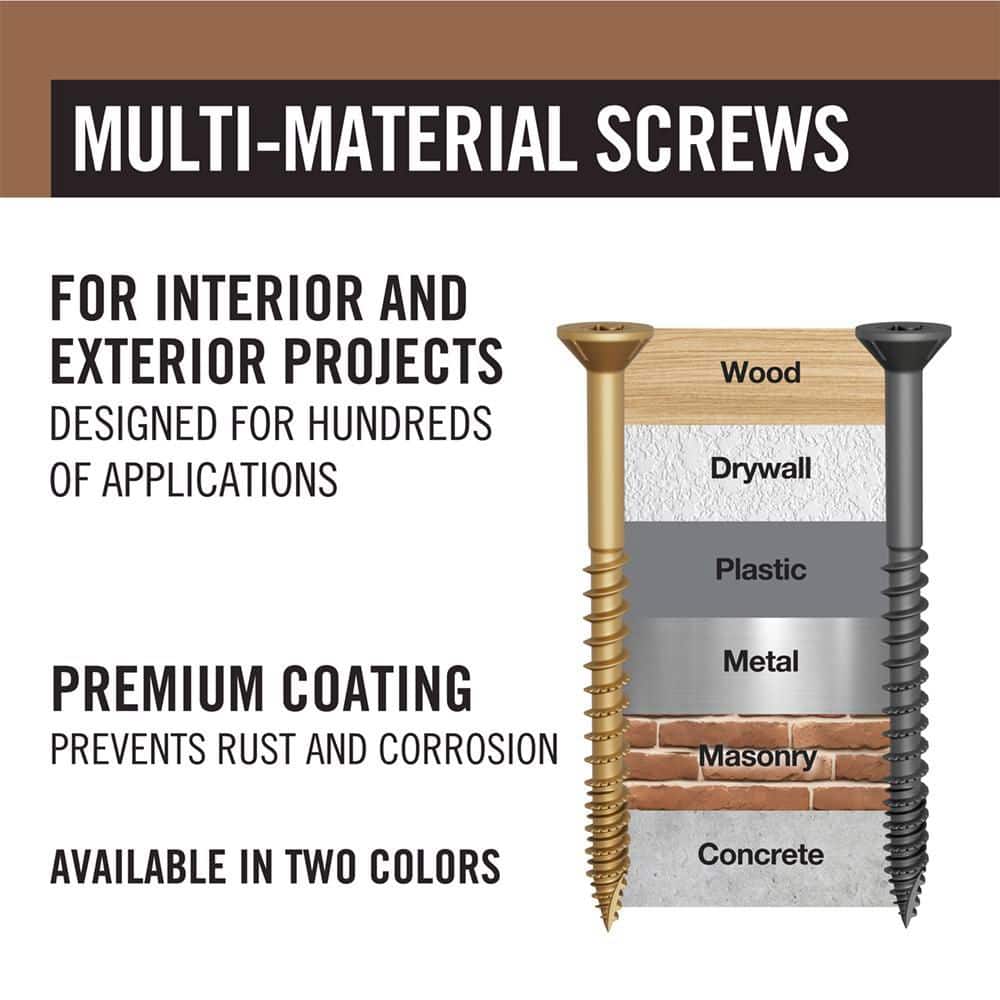 Everbilt #9 x 2-1/2 in. Black 6-Lobe Torx Drive Exterior Flat Head Multi-Material Screw 1 lbs. -Box (86-Piece ) (4)