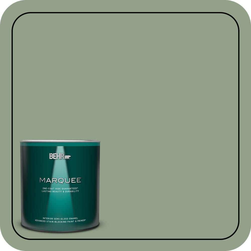 BEHR MARQUEE 1 qt. #440F-4 Athenian Green Semi-Gloss Enamel Interior Paint & Primer