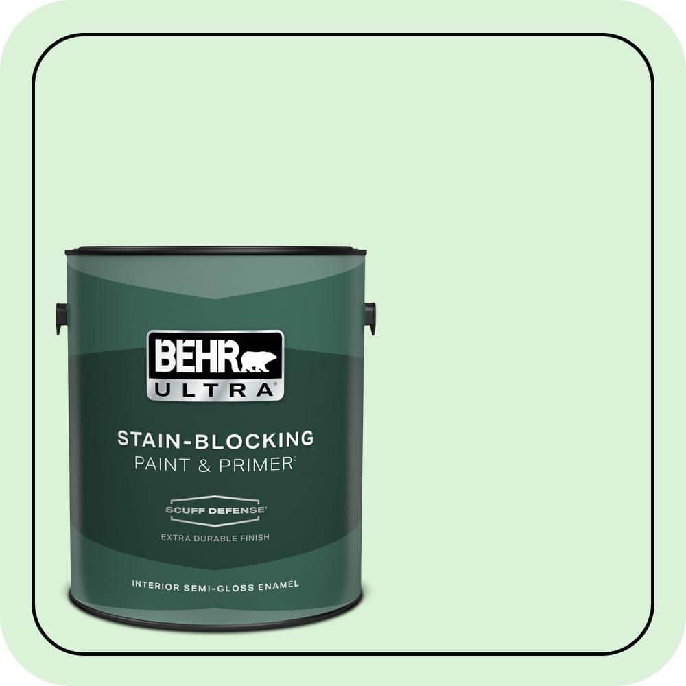 BEHR ULTRA 1 gal. #P390-1 Frostini Extra Durable Semi-Gloss Enamel Interior Paint & Primer