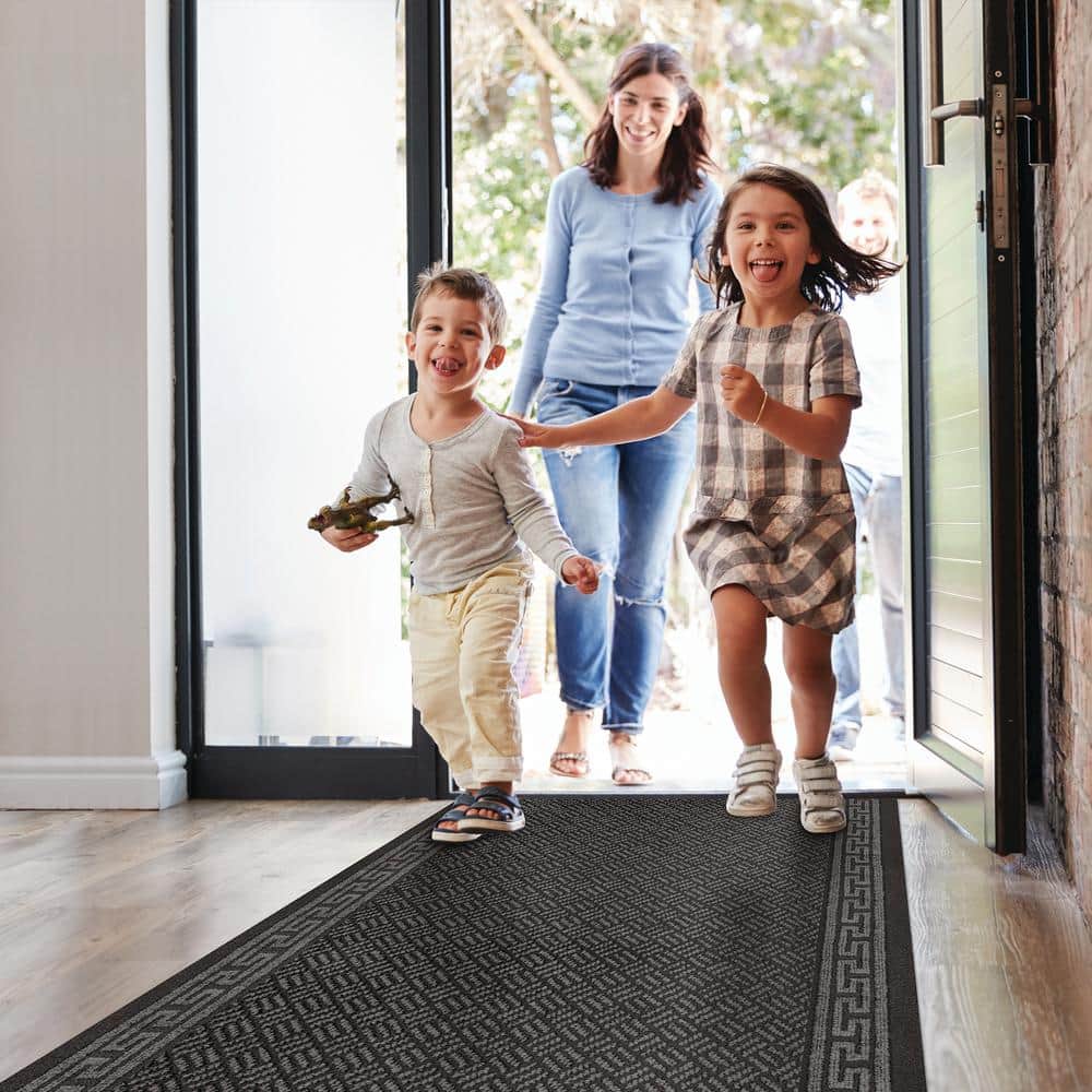TrafficMaster Greek Key Charcoal 2 ft. 2 in. x Your Choice Length Roll Runner (3)