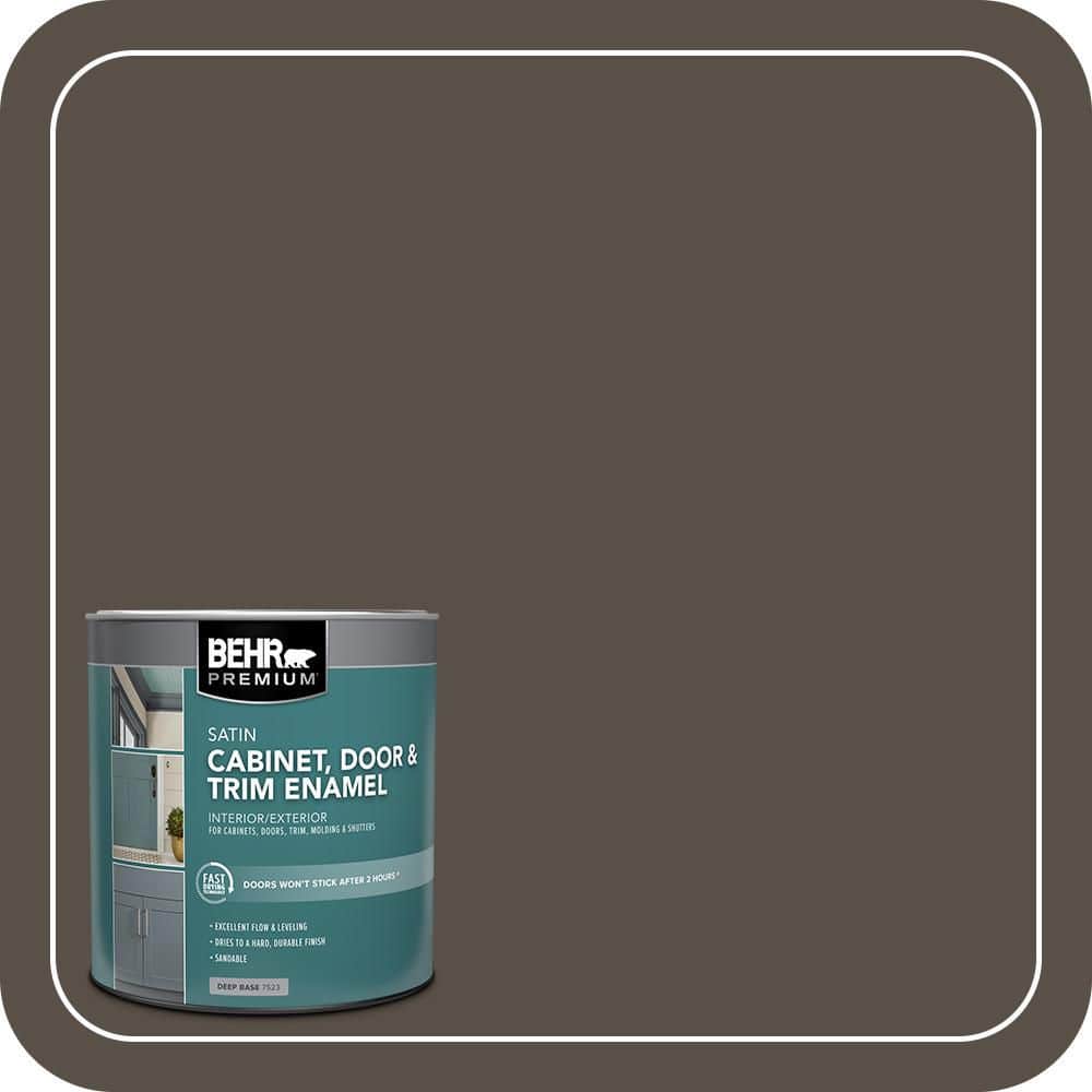 BEHR PREMIUM 1 qt. #N360-7 Potting Soil Satin Enamel Interior/Exterior Cabinet, Door & Trim Paint (1)