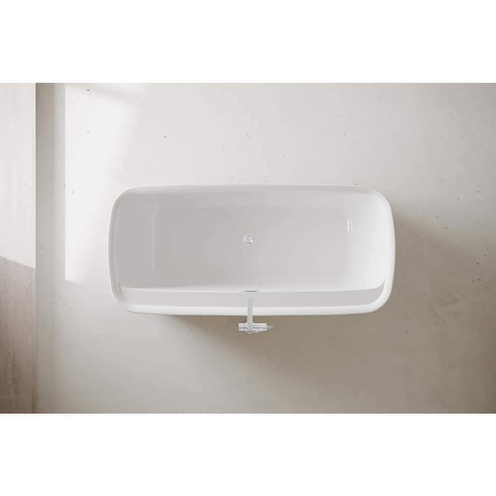 Unbranded Timeless Home 67 in. x 30.7 in. Soaking Bathtub with Center Drain in Glossy White (2)