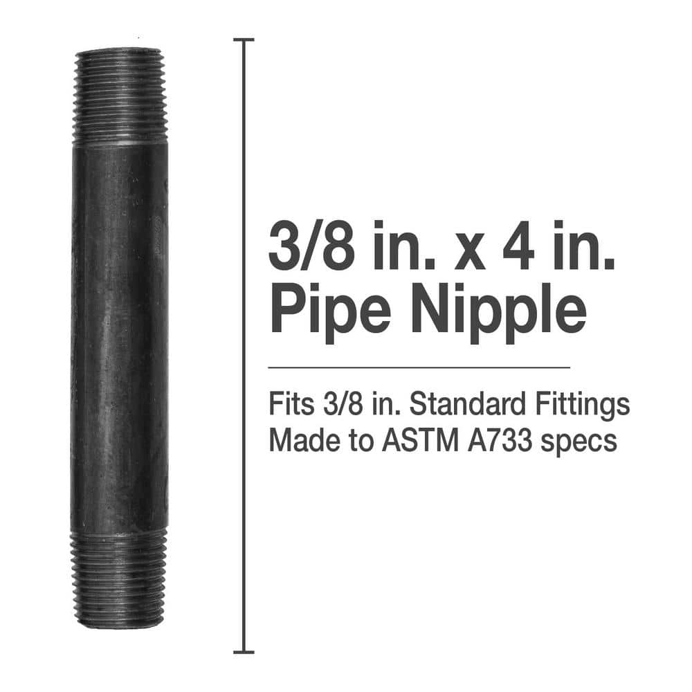 STZ 3/8 in. x 4 in. Black Steel Nipple (2)