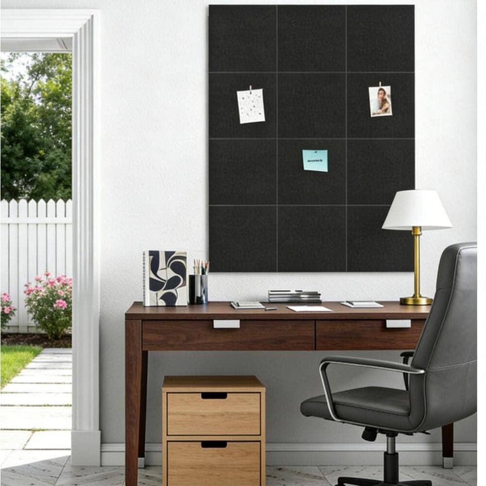 Wellco 11.81 in. x 11.81 in. Bulletin Board for Office Wall Organizer，Room Decor，Black(12-pack) (3)