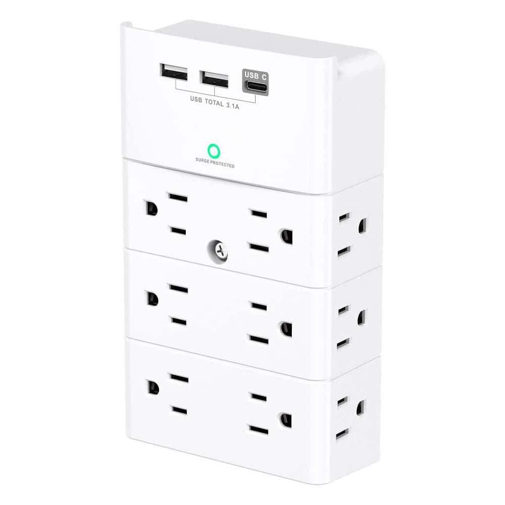 Yichuhaoxi Power Strip 12-Outlet 3-Ports USB-A 1-Ports USB-C Surge Protector with Wall Mount Extender and Safety Features (1)