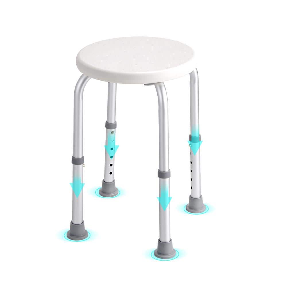 VEVOR Bath Chair for Shower, Height-Adjustable Bath Stool, Secure Bathtub Chair, 11.8 x 11.8 in., Freestanding, White+ Gray (1)