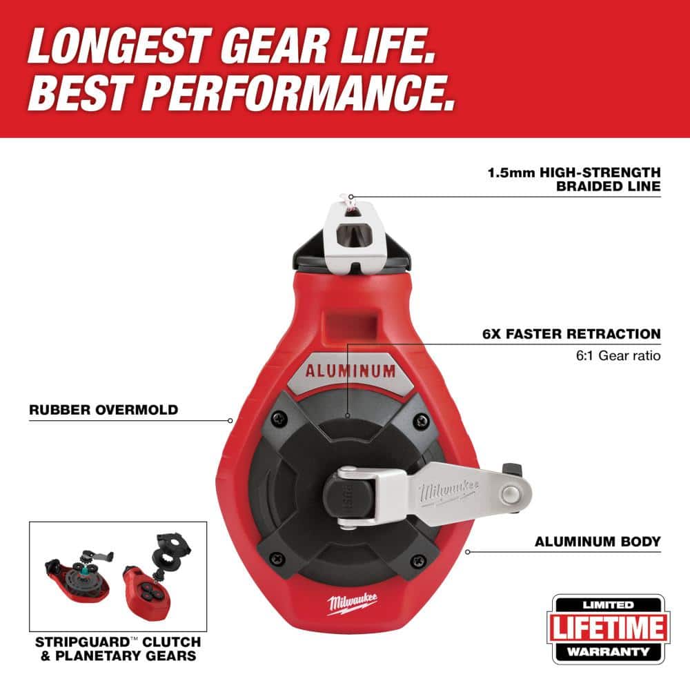 Milwaukee 100 ft. Aluminum Chalk Reel Kit with Blue Chalk and Bonus Line (3)