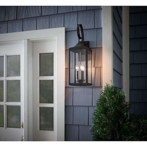 Home Decorators Collection Havenridge 23.2 in. 3-Light Espresso Bronze Hardwired Outdoor Wall Light Lantern Sconce with Clear Glass (1-Pack)