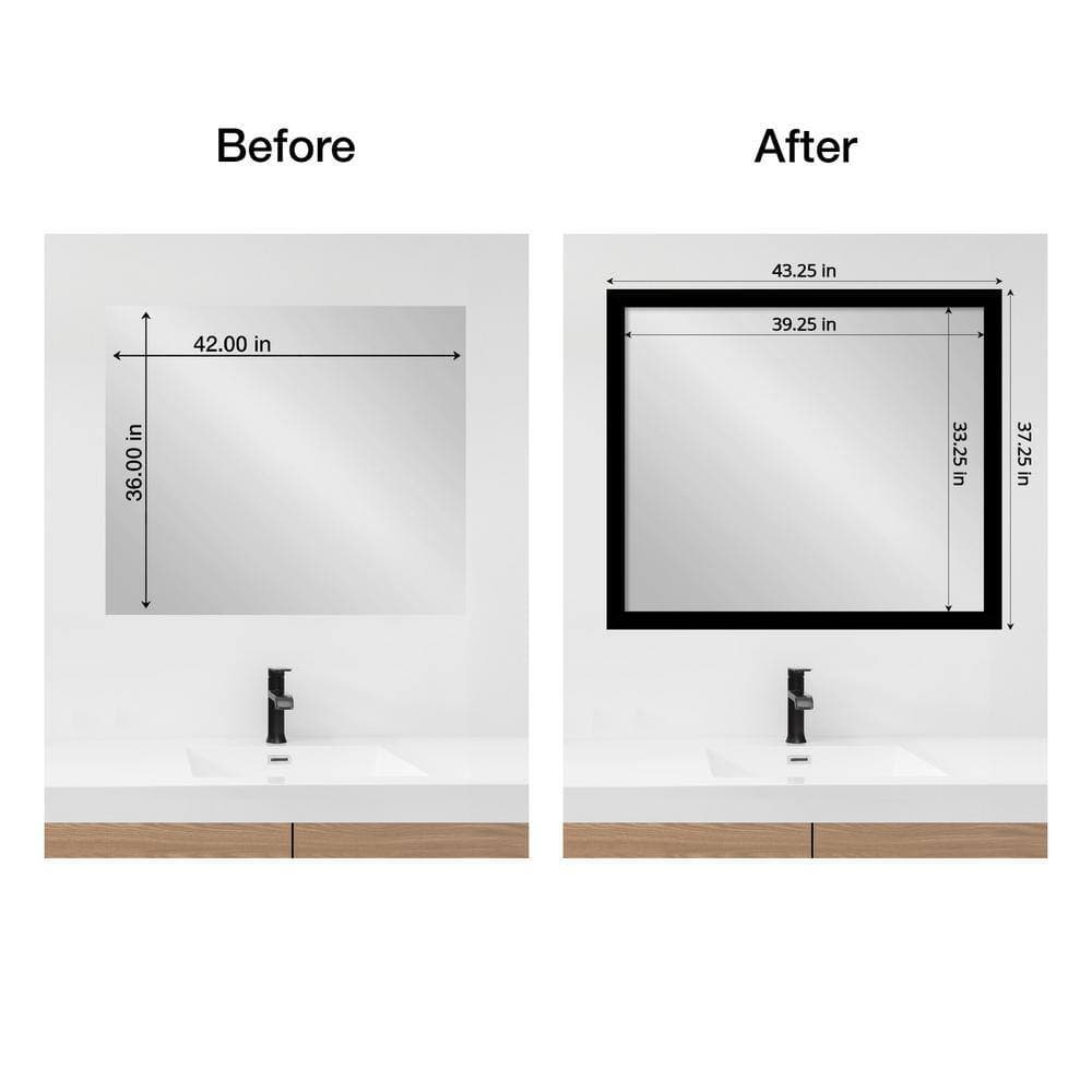 Amanti Art Mirror Makeover Brushed Black 43.25 in. W x 37.25 in. H Bathroom Mirror Frame Border Kit-Fits a 42 x 36 Mirror (2)